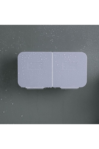 Novahub Mor Banyo Organizatörü, Pamuk Pedleri Depolama, Duvara Monte, Plastik Çubuklu, Kozmetik Organizatör Mor