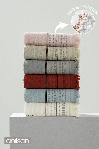 6'lı Misya El Havlusu - 50x80 Cm, 170 Gr, %100 Pamuk, Spa Ve Otel Havlusu, Günlük Kullanıma Uygun Çok Renkli