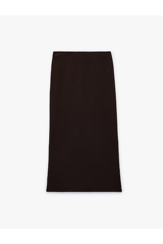 Koton Modal Kumaş Slim Fit Yırtmaçlı Midi Kalem Etek Kahverengi 6sak10127ek