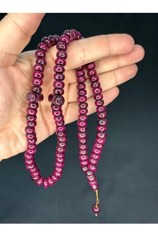 Zeytin Ağacı 99'luk Tesbih Bordo Renk 10,5mmx7,5mm T-768