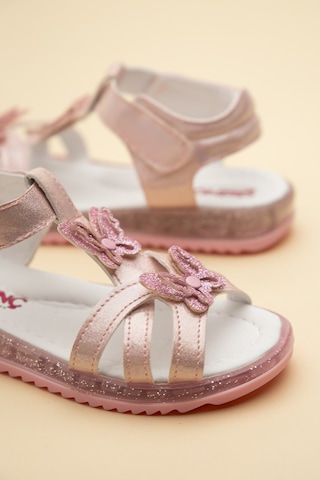 Dilimler Ayakkabı Şirinbebe Ortopedik Kız Çocuk Sandalet Pembe Kelebek Detaylı-4708