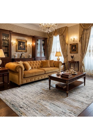 Gri Sarı Salon Halısı Modern Dokulu Dijital Baskılı Kaymaz Tabanlı Halı Dijital Baskı Halı 7 Mm