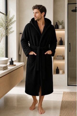 Blackeye Siyah Unisex %100 Pamuk Kapşonlu Bornoz