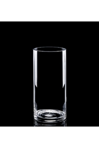 Silindir Cam Vazo Dekoratif El İmalati Orta 29x14 Cm