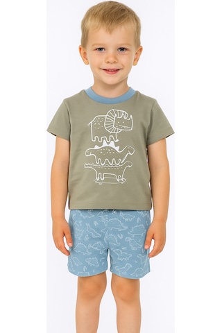 Fuar Baby Erkek Bebek Çocuk %100 Pamuklu Şort Takım 1-4 Yaş Hayvan Desenli
