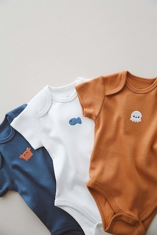 3lü Nakışlı Çıt Çıtlı Kısa Kollu Body Zıbın Model 4 Indigo