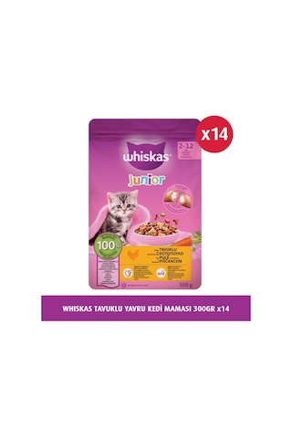 Whiskas Junior Tavuklu Yavru Kedi Maması 300 G X 14