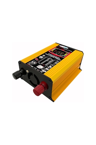 Sones Tang Iıı Nesil 12v İla 220v 6000w Lcd Ekranlı Ve Çift Usb'li Araç Güç Çeviricisi Sarı