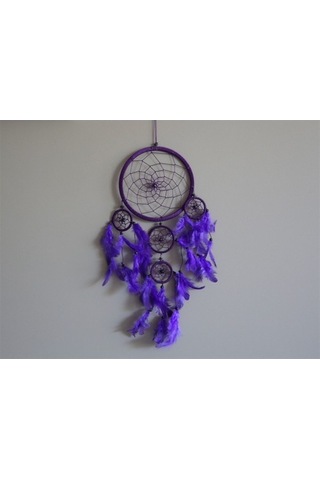 Üç Gözlü Mor Rüya Kapanı / Dreamcatcher (16,5 Cm Çap)