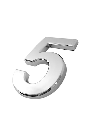 Yapışkanlı Kapı Numarası Küçük Boy 50 Mm 5 Cm Numara 5 Rakam Beş Sayısı Krom Renk Numaralar 1 Adet