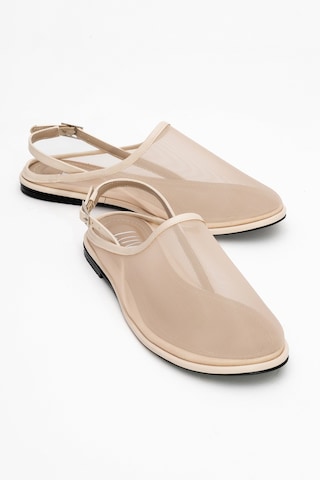 Luvishoes Luvi Shoes Shen Krem Fileli Burnu Kapalı Kadın Sandalet Krem