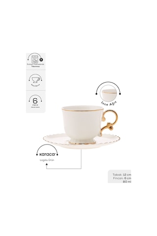 Karaca  Elegant 6 Kişilik Kahve Fincan Takımı 80 ml