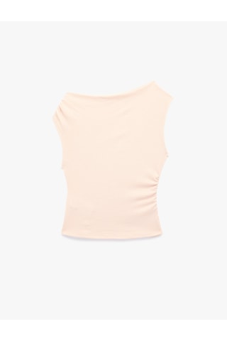 Koton Slim Fit Asimetrik Yaka Kolsuz Drapeli Bluz Pembe 6sal30200ık Gül