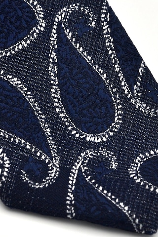 Füme Gri Şal Desenli Lacivert Dokuma Kumaş Mendilli Slim Fit Kravat // SDK-240112 Lacivert