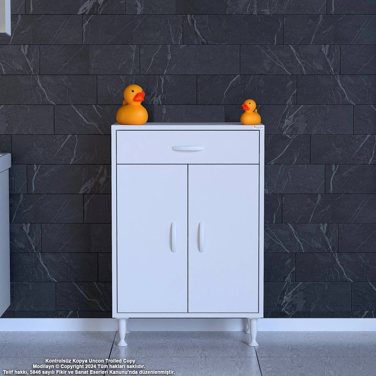 Modilayn Mutfak Dolabı Çekmeceli Çok Amaçlı Dolap İki Kapaklı Ban