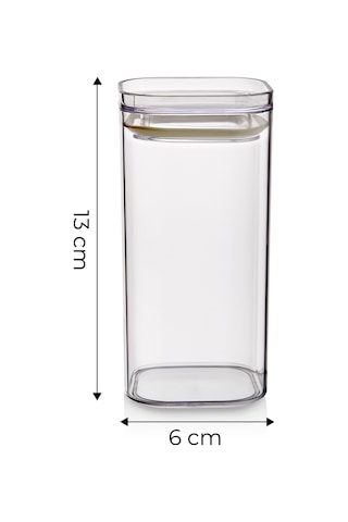 KitchenLife Gold Etiketli Akrilik Vakumlu Kare Baharatlık Seti 12'li 300 ML Şeffaf