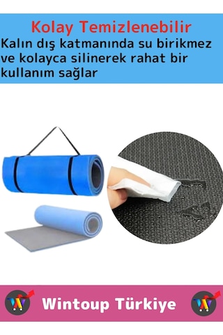 Özel Çift Taraflı Kaymaz Silinebilir Yoga Meditasyon Fitness Kamp Minderi 16 Mm Askılı Mat 2'li Set Çok Renkli