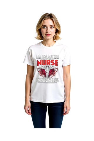 Paybuy Kadın Hemşirelik Mesleği Baskılı Tişört Stethoscope Kanat Desenli Beyaz