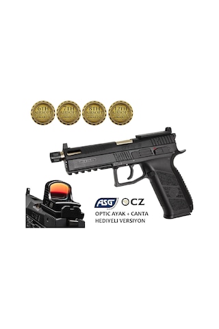 Asg Cz P09 Optik Ayak Ve Çantalı Siyah Co2 Blowback Airsoft Tabanca