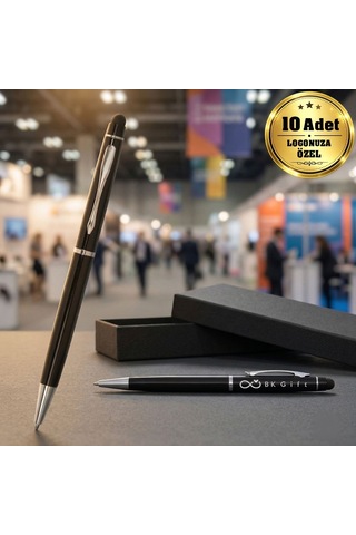 Logonuza Özel 10 Adet 1022 Metal Touchpen Kalem Lazer Baskılı Tükenmez Kalem Ahşap