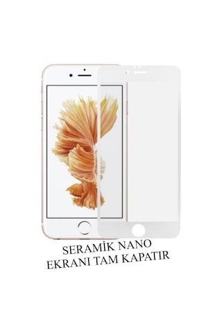 Apple Uyumlu iPhone 6 Plus Seramik Ultra Nano Beyaz Esnek Tam Full Kaplayan Kırılmaz Cam Ekran Koruyucu