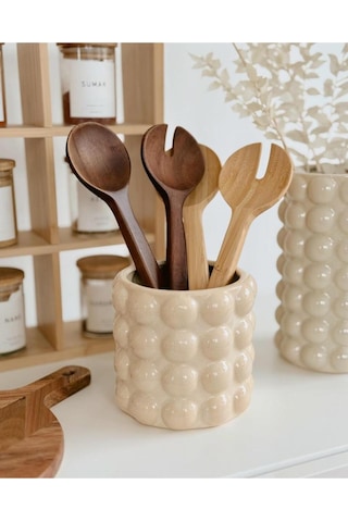 Mien Dekoratif Bubble Seramik Vazo 1032 Krem