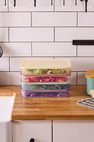 Fridgy+ 4'lü Buzdolabı Organizer Mikrodalga Ve Difrize Uygun Saklama Kabı 4x2,6lt-pastel