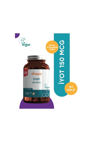 Vitago Premium 150 Mcg İyot İçeren Takviye Edici Gıda 120 Tablet