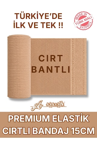 Premium Elastik Bandaj 15 Cm, Cırt Bantlı, Metal Kopçasız, 4,5 Metreye Kadar Uzar, Yoğun Dokuma, Güçlü Kompresyon Desteği Bej