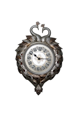 4 Adet Duvara Asmalı Tavuskuşu Saat Polyester Dekor Duvar Saati Tavuskuşu Tasarımlı 70 50 Cm Peacock Wall Clock Diğer