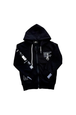 Erkek Çocuk Kapüşonlu Stay Yazılı Mevsimlik Hırka-14167 Siyah