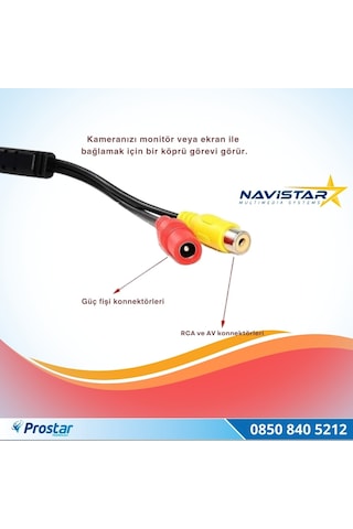 54 Cm Kısa Rca Kamera Kablosu 3 Pin 1.55 Mm Socket,3 Core Wire
