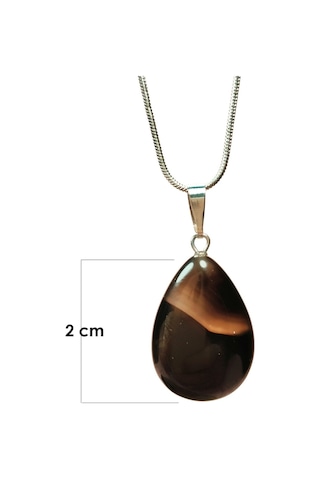 Onix Kuvars Doğal Taşı Zincirli El Yapımı Kolye Uç: 2 Cm Zincir: 20 Cm Kutulu