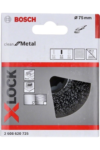 Bosch X-Lock Çanak Fırça Kıvrımlı 75 Çelik 75x0.3mm Yuvarlak Tel Fırça - 2608620725