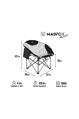 Madfox Moonchair Deluxe Katlanır Kamp Sandalyesi Siyah - Gri