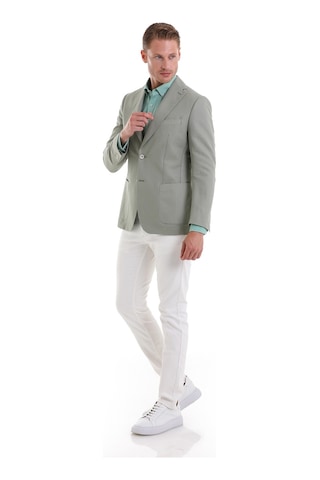 Hatemoğlu A.yeşil Slim Fit Düz Mono Yaka Casual Keten Ceket Yeşil