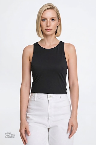 Ac&co / Altınyıldız Classics Kadın Sıyah Standart Fit Normal Kesim Bisiklet Yaka Crop Body Siyah