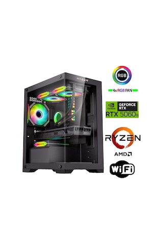 Xaser SOVAX20 R5-5600 32 GB 1 TB M.2 NVMe SSD 16 GB RTX5060Ti Free Dos Masaüstü Oyuncu Bilgisayarı