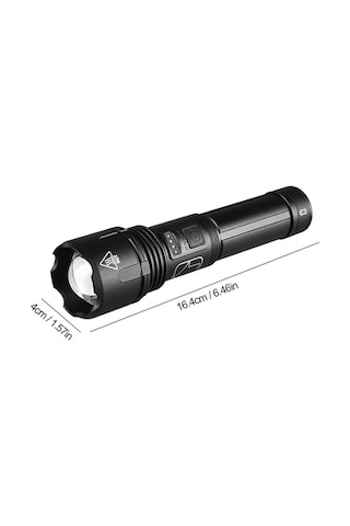Ebitda Powerful Xhp50 Led Flashlight, Usb Rechargeable, 11.758 Cm, Black Güçlü Xhp50 Led Fener, Usb Şarjlı, 11.758 Cm Uzunluk, Karanlıkta Güçlü Aydınlatma, Macera Ve Güvenlik İçin Uygun Siyah