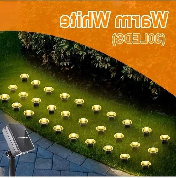 Trendooze 30 Adet Solar Bahçe Lambası 8 Mod Ip65 Sıcak Beyaz Led Aydınlatma Sıcak Beyaz