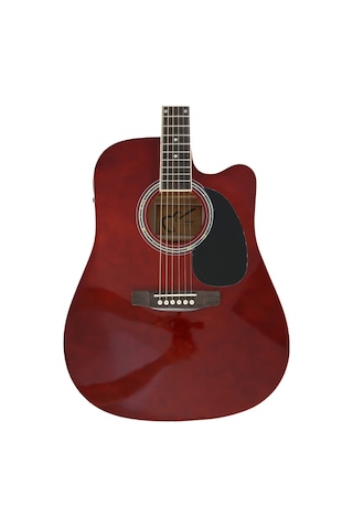 Almira F650n-wrc Elektro Akustik Gitar - Şarap Kırmızısı Başlangıç/orta - Cutaway Kasa Wine Red Finish, Dahili Preamp Ve Pil Göstergesi, Çelik Teller Ölçüler: 41 İnç Standart Dreadnought