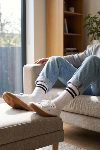 6Lı Unisex Pamuklu Çizgili Spor Soket Çorap