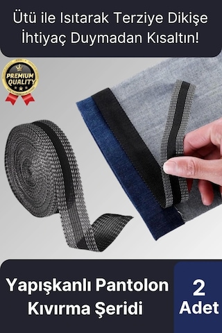 Dayanıklı Polyester Esnek Kendinden Yapışkanlı Pantolon Kumaş Kıvırma Yapıştırma Bandı Şeridi-2 Adet