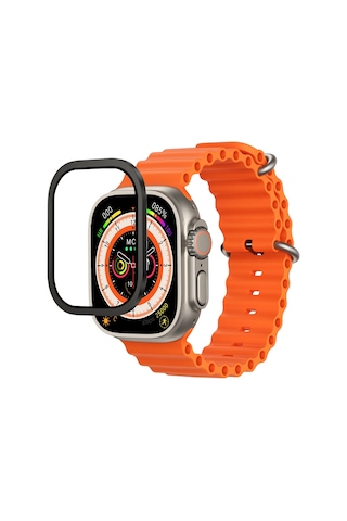 Watch Ultra 49mm Uyumlu Mohseven İwatch Serisi Safir Akıllı Saat Temperli Cam Ekran Koruyucu Siyah