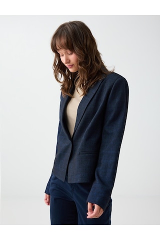 Jimmy Key Lacivert Cep Detaylı Uzun Kol Dokuma Blazer Ceket 6ww058344494
