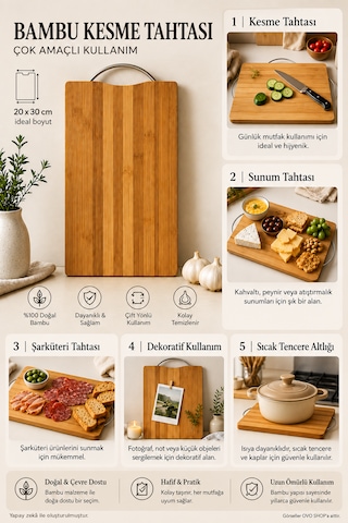 Bambu Askılı Kesme Tahtası Kahverengi