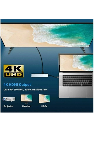 Type C To Hdmi Usb 3.0 Sd Microsd 8 İn 1 Kart Rj45 Ethernet Çevir