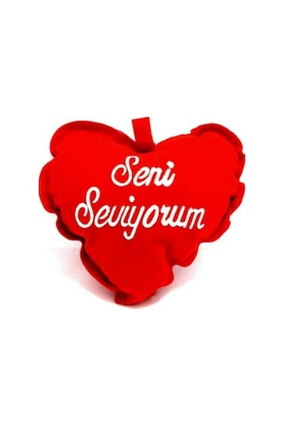 Seni Seviyorum Yazılı Kadife Kalp Yastık