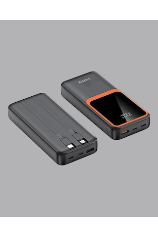 Powerbank 20000 Mah Dijital Ekranlı Ve Çok Kablolu Hızlı Şarj Cihazı Beyaz