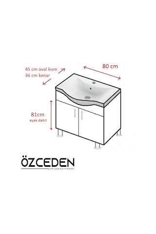 Yıldız Banyo Dolabı 80 Cm Ayaklı Beyaz Mdf Alt Modül Ve Lavabo Beyaz